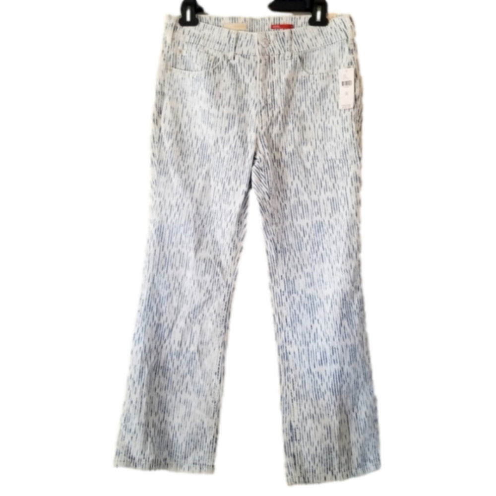 NWT Pilcro Anthropologie Relax Bootcut White Blue Striated Denim Jeans Mid-Rise
